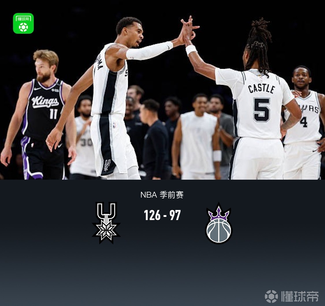 马刺126-97大胜国王，哈珀19分，扎克-拉文20分，西蒙斯14+8+7